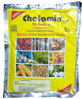Aries Chelamin Plus Fertilizer – 100g | 12% Zinc EDTA Chelated Micronutrient for Rapid Absorption & Crop Health