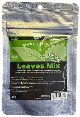GlasGarten Shrimp Snacks Leaves Mix – Herbal Stick Feed with Nettle & Walnut Leaves (Made in Germany)