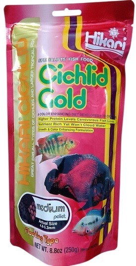 Hikari Cichlid Gold – Floating Daily Color Enhancing Pellet for Cichlids & Large Tropical Fish (250g)
