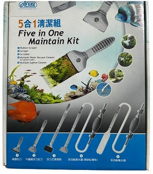 ISTA 5 In 1 Multiple Aquarium Maintain Cleaner Kit – Gravel, Glass & Algae Cleaning System with Extendable Rod