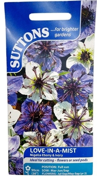 Suttons Love in a Mist Nigella Ebony and Lvory Seeds