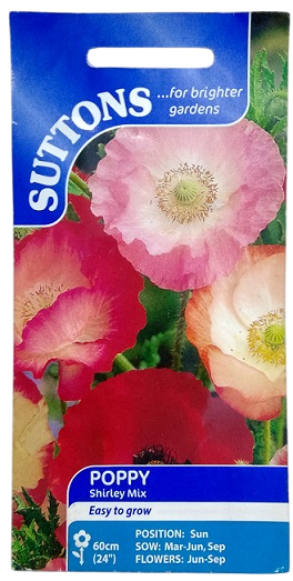 Suttons Poppy Shirley Mix Seeds