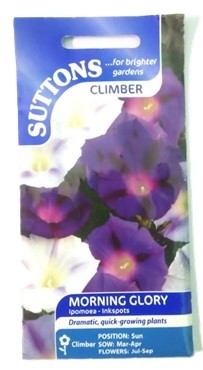 Suttons UK Morning Glory Ipomoea Inkspots Seeds 