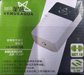 Venusaqua Auto ACDC Rechargeable Aquarium Air Pump